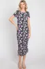 Black Floral Fitted Ruched Maternity Midi Dress sold by Pinkblush