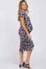 Black Floral Fitted Ruched Maternity Midi Dress sold by Pinkblush