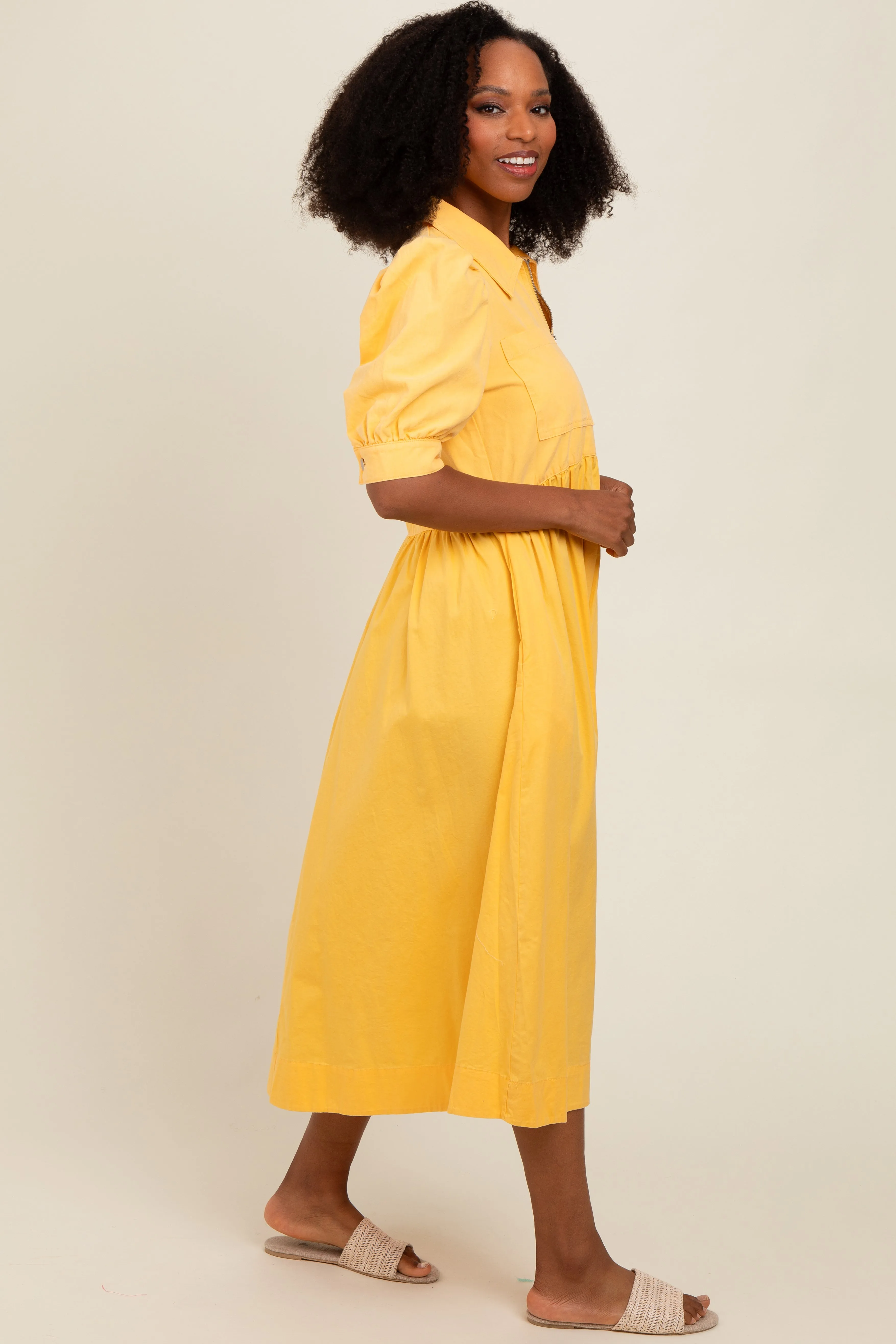Yellow Half Zip Midi Dress sold by Pinkblush product image thumbnail 3