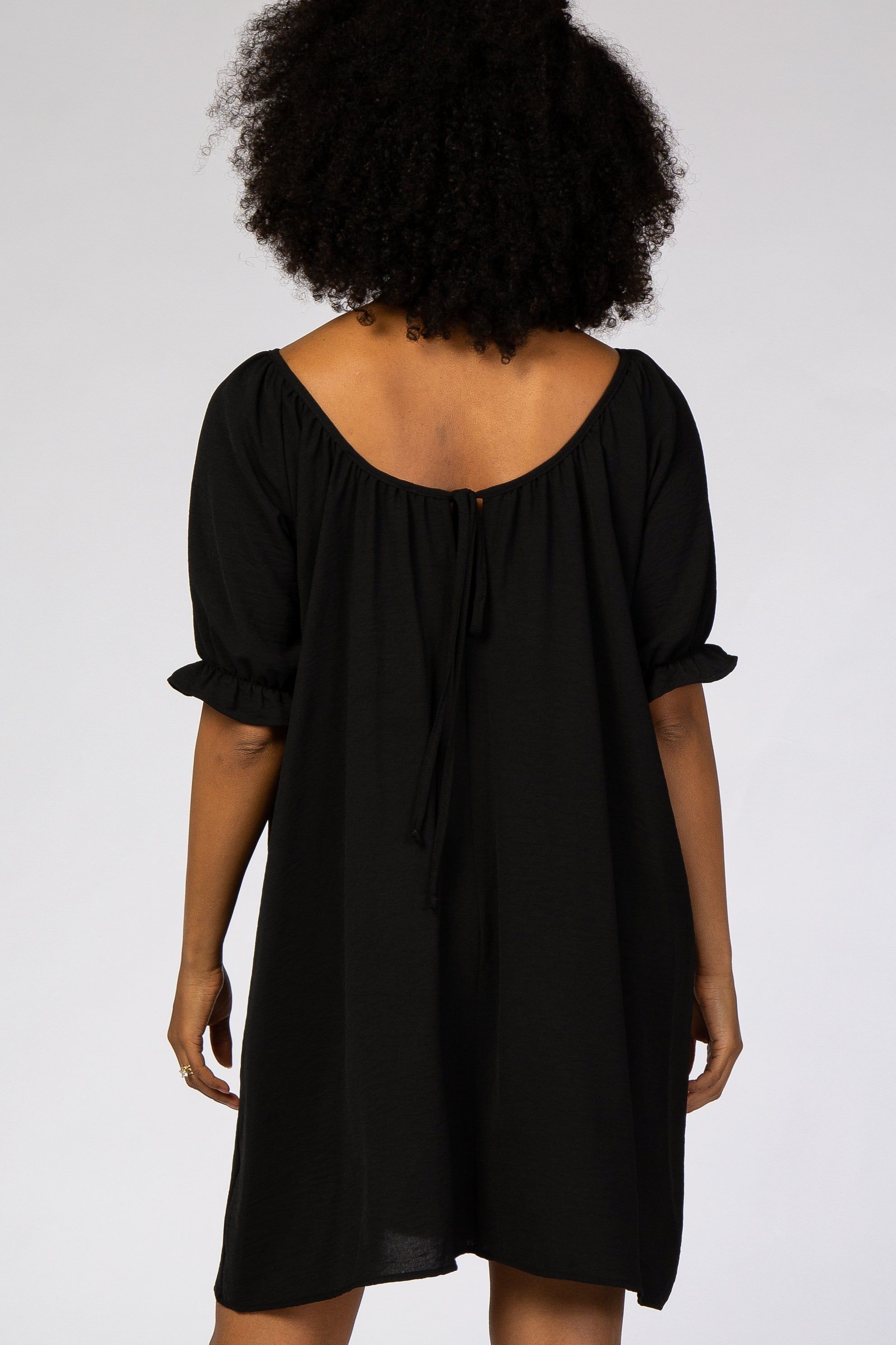 Black Short Ruffle Sleeve Dress sold by Pinkblush product image thumbnail 3