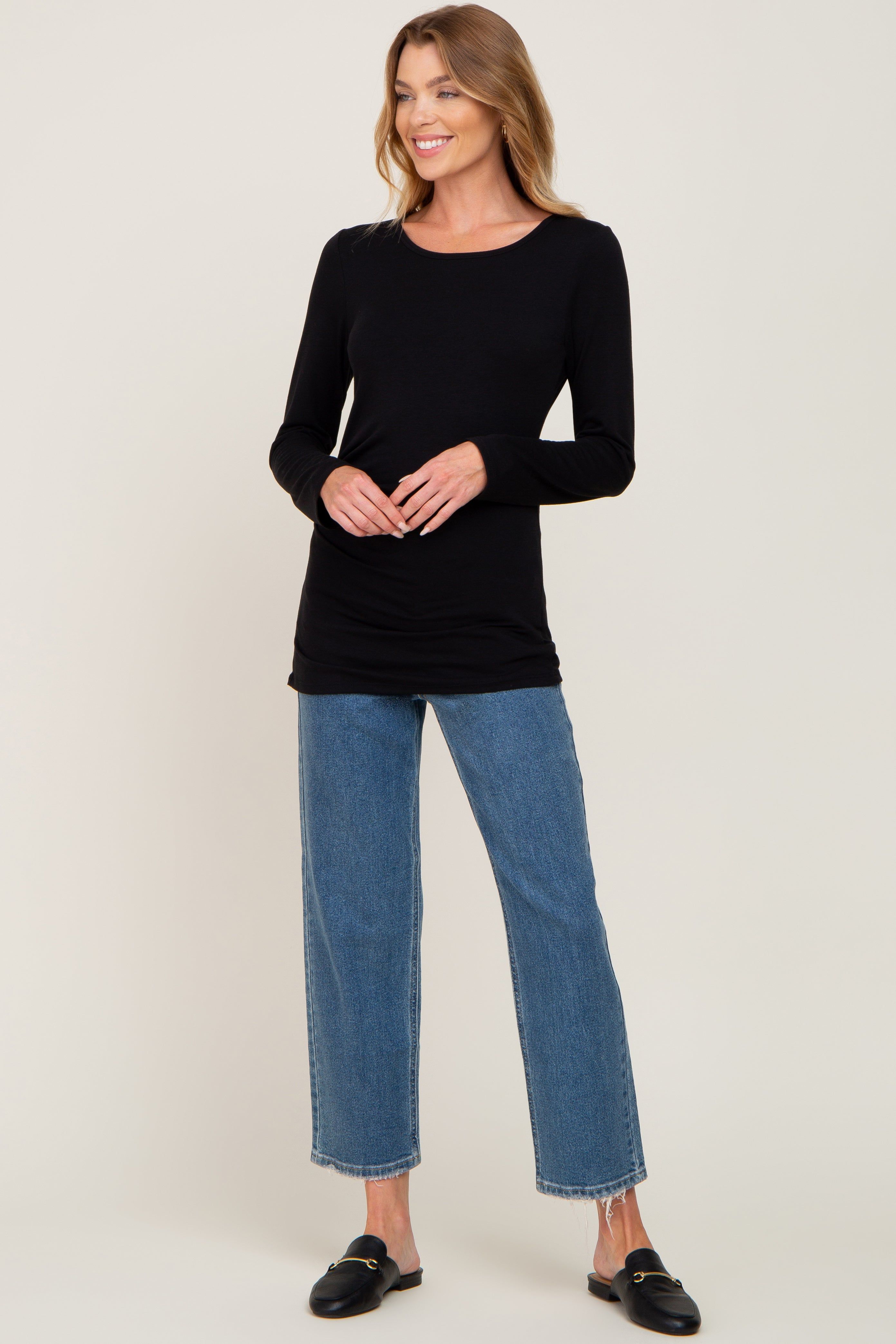Black Ruched Side Long Sleeve Top sold by Pinkblush product image thumbnail 4