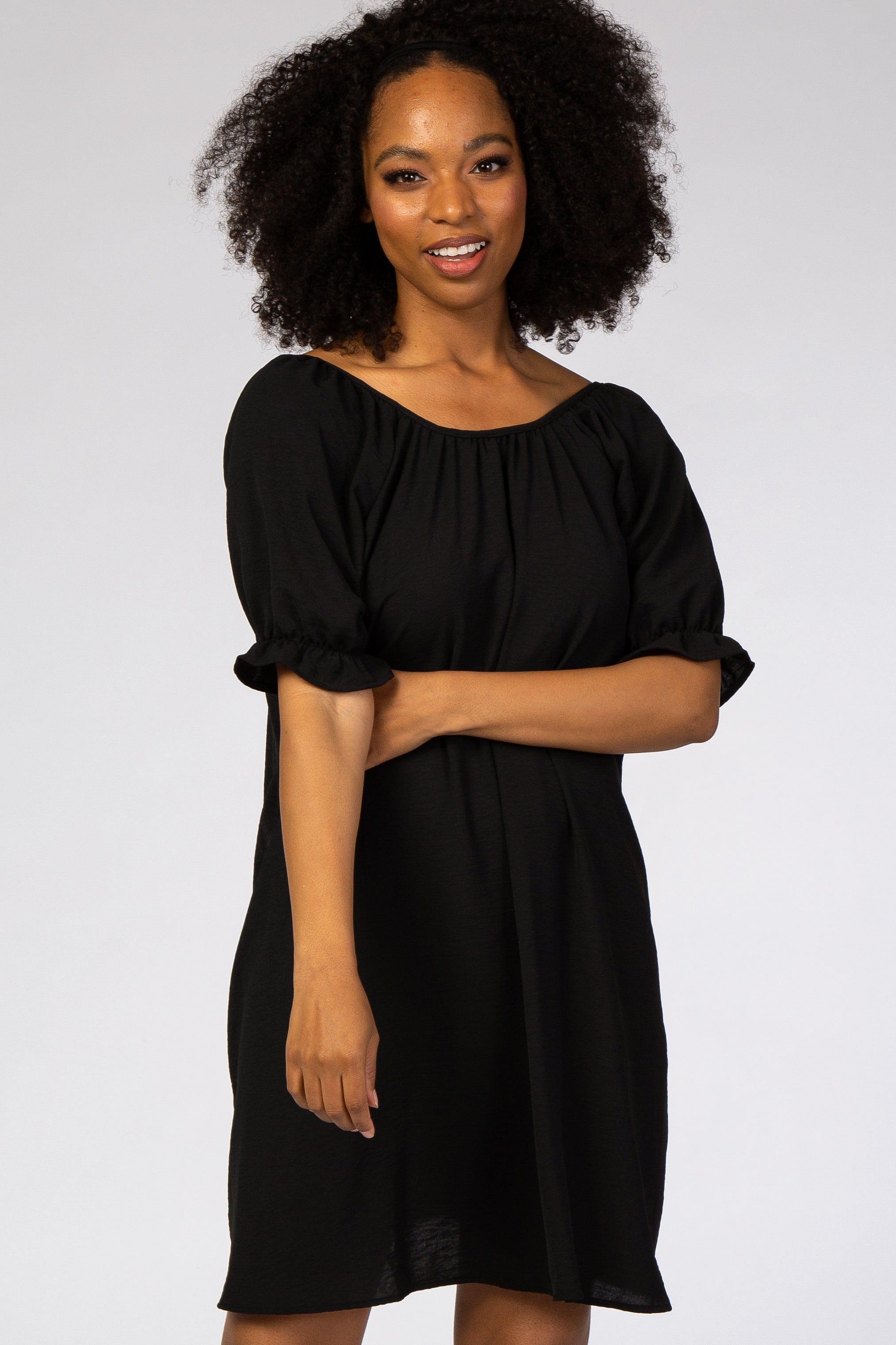 Black Short Ruffle Sleeve Dress sold by Pinkblush product image thumbnail 4