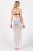 White Crochet V-Neck Side Slit Cover Up sold by Pinkblush