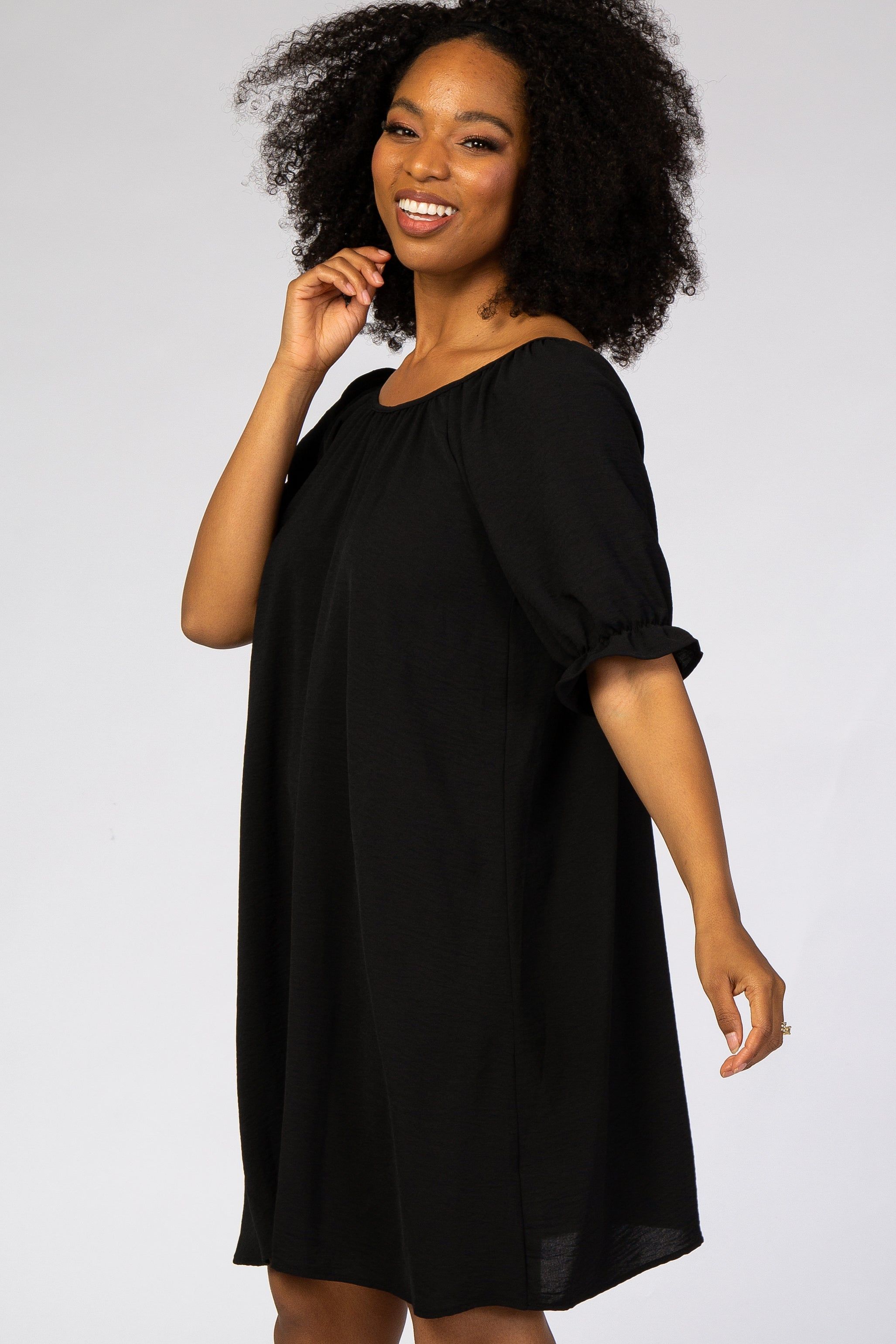 Black Short Ruffle Sleeve Dress sold by Pinkblush product image thumbnail 2