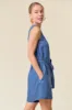 Dark Denim Sleeveless Romper W/ Tie Belt sold by Pinkblush