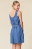 Dark Denim Sleeveless Romper W/ Tie Belt sold by Pinkblush