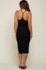 Black Sleeveless Ribbed Slit Maternity Midi Dress sold by Pinkblush