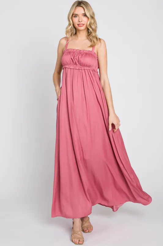 Mauve Shirred Sleeveless Maxi Dress sold by Pinkblush
