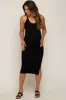 Black Sleeveless Ribbed Slit Maternity Midi Dress sold by Pinkblush