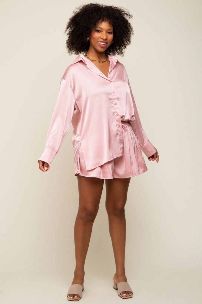 Mauve Satin Button Down Short Sleep Set sold by Pinkblush product image thumbnail 5