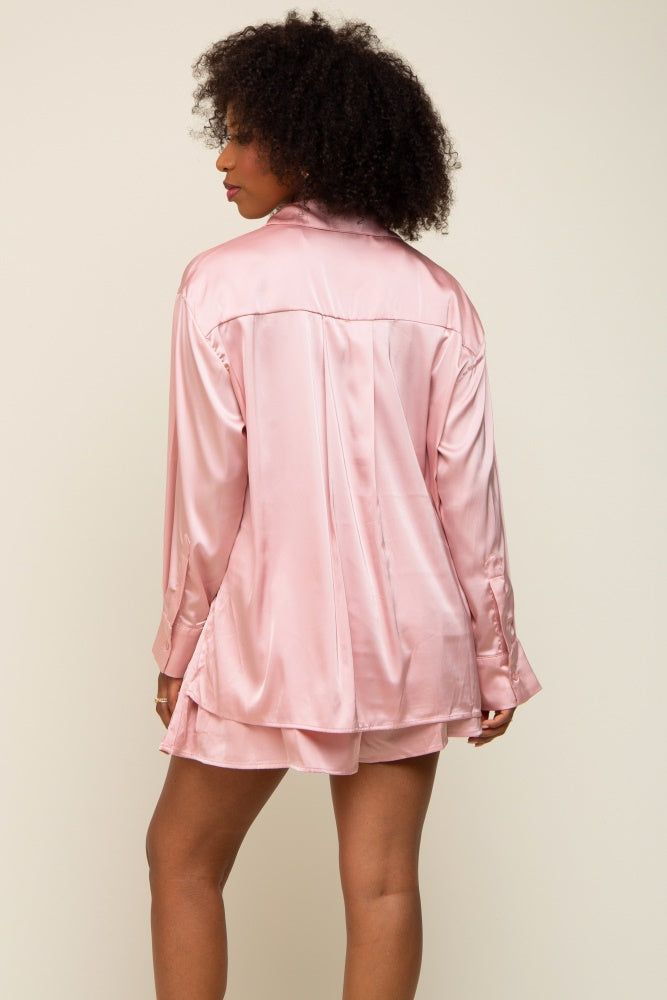 Mauve Satin Button Down Short Sleep Set sold by Pinkblush product image thumbnail 3