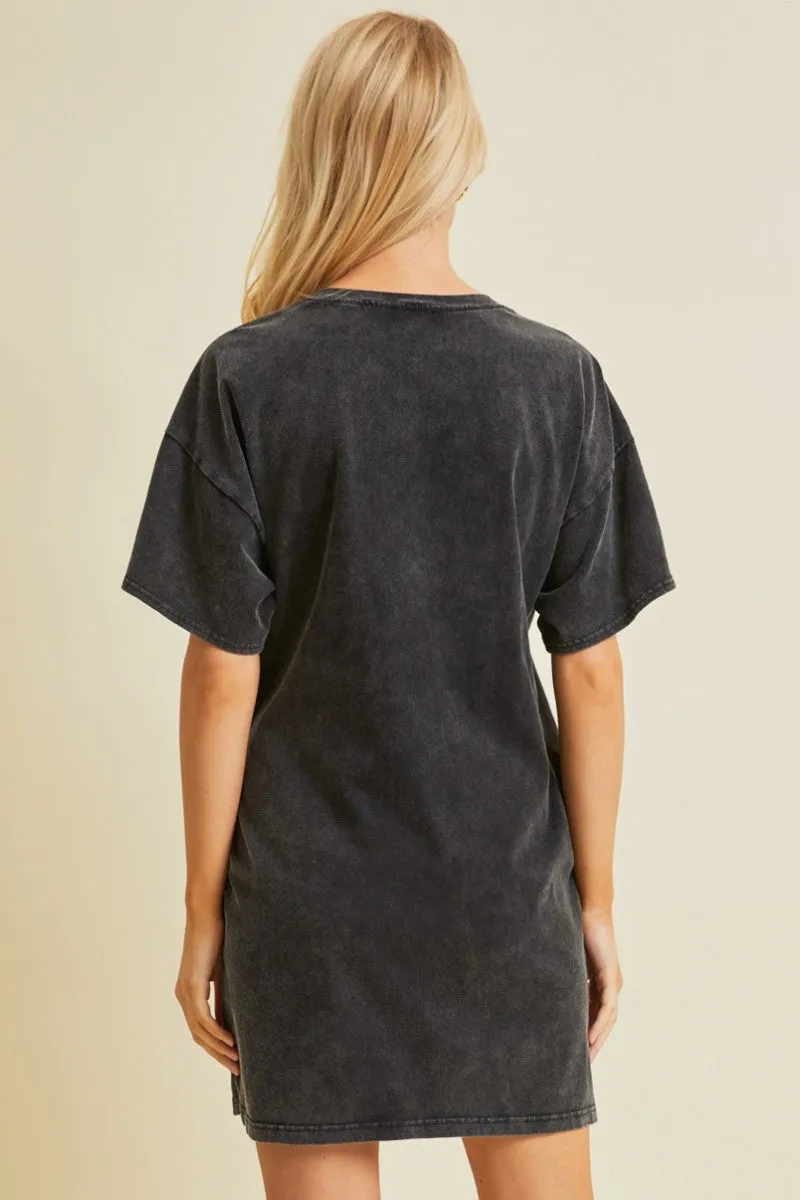 Black Short Sleeve Side Pocket Dress sold by Pinkblush product image thumbnail 3
