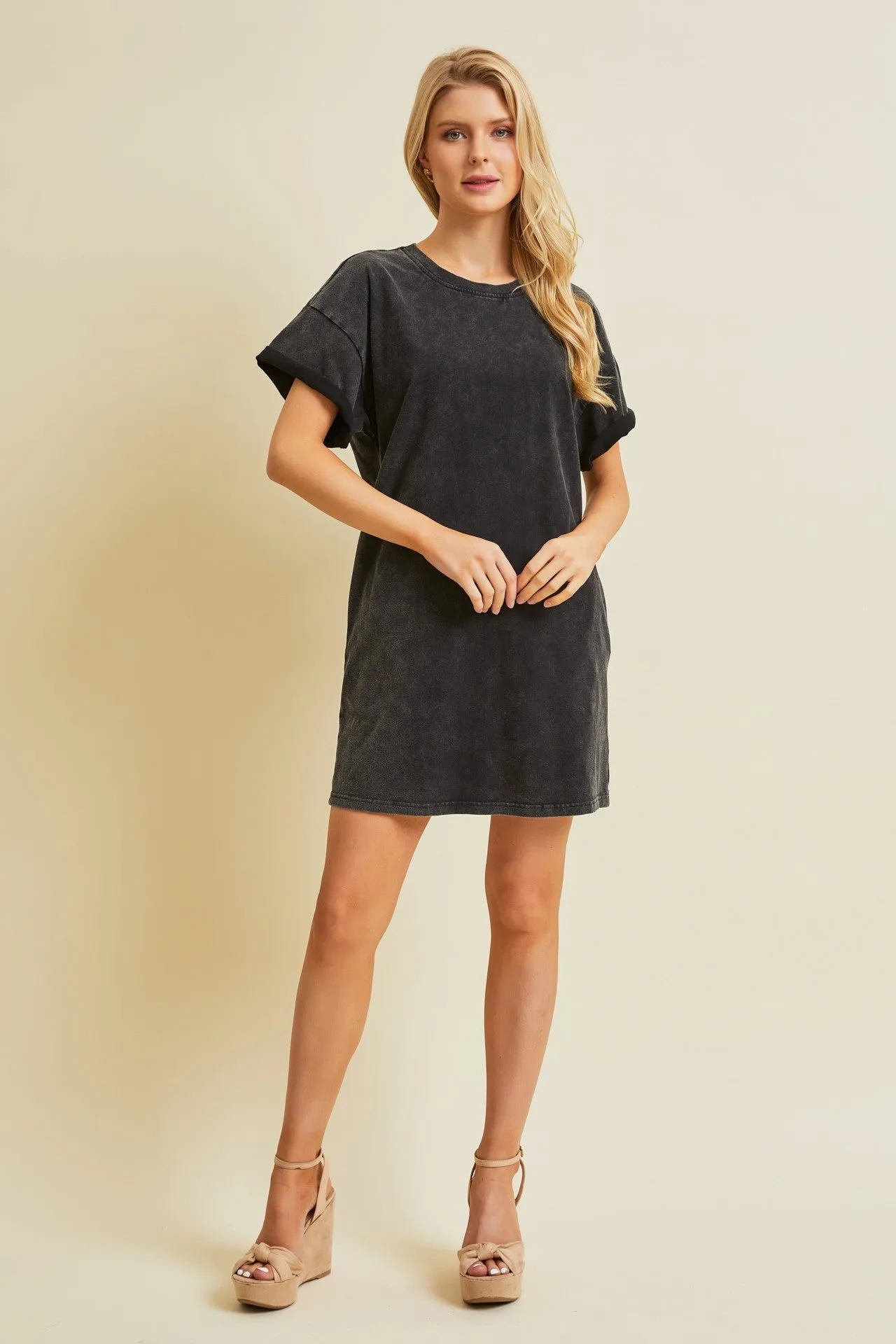 Black Short Sleeve Side Pocket Dress sold by Pinkblush product image thumbnail 4
