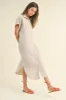 Cream Double Gauze Button Down Maxi Shirt Dress sold by Pinkblush