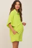 Lime Collared Front Button Maternity Romper sold by Pinkblush