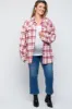 Magenta Flannel Plaid Button Up Maternity Plus Shacket sold by Pinkblush