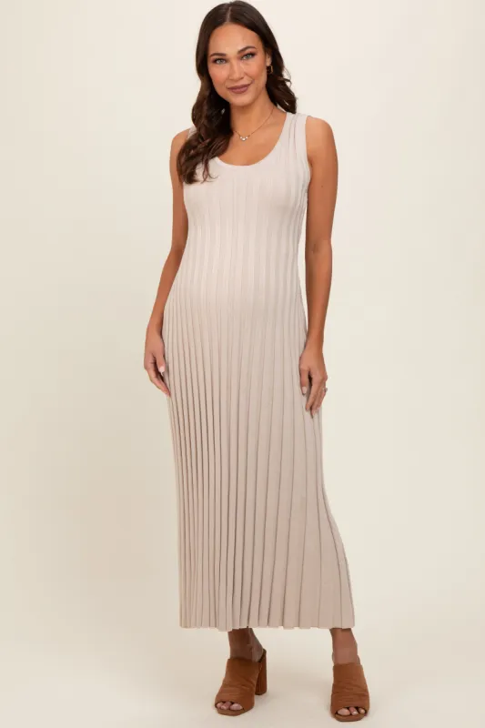 Taupe Sleeveless Knit Maternity Maxi Dress sold by Pinkblush
