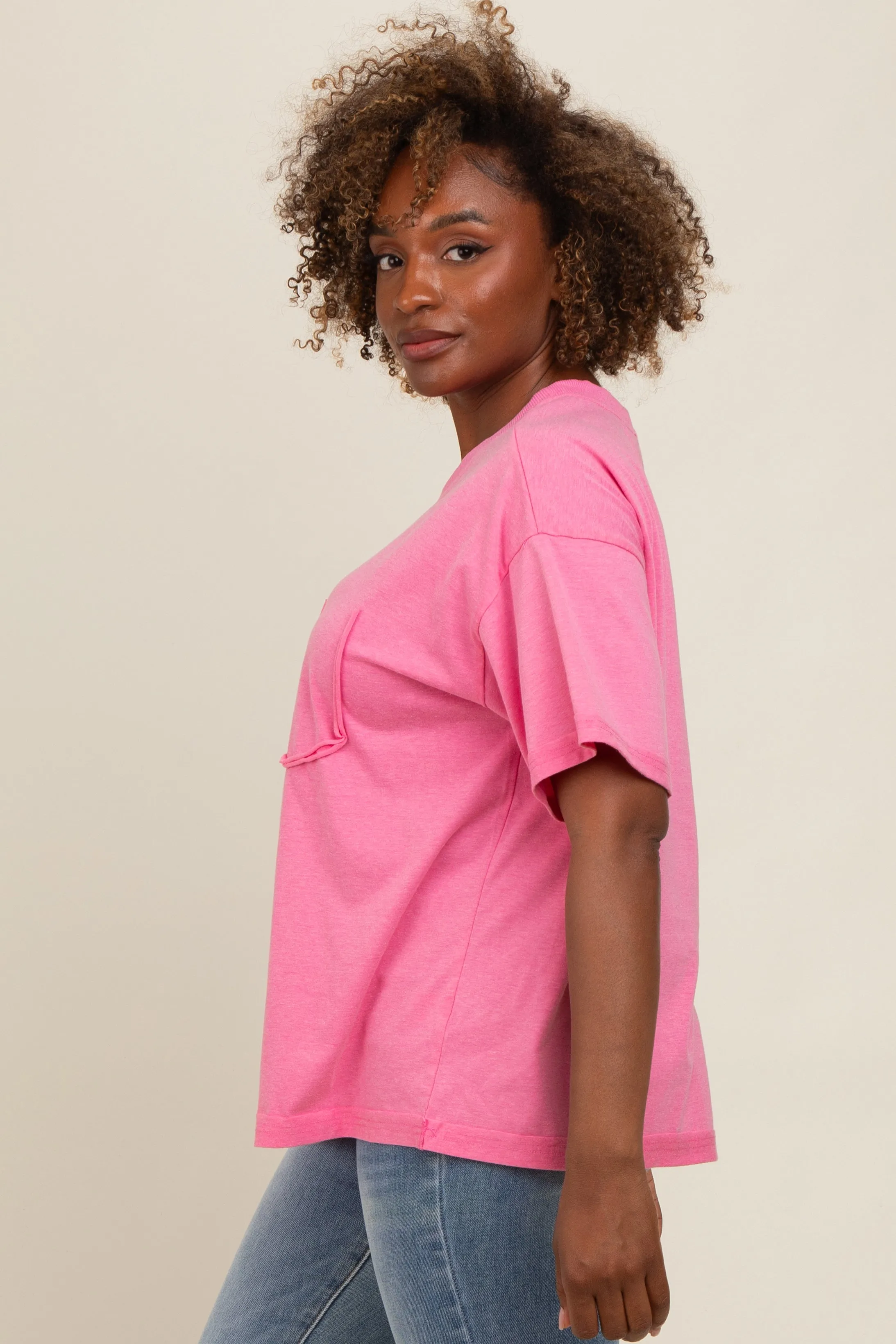 Fuchsia Vintage Wash Oversized Tee sold by Pinkblush product image thumbnail 2