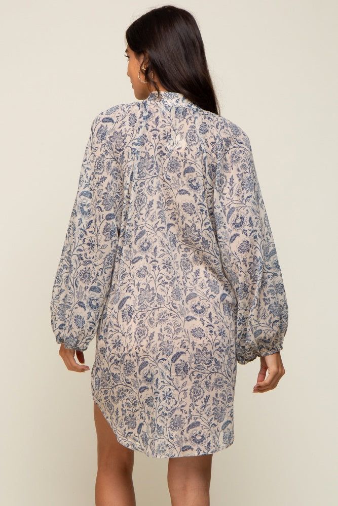 Blue Floral Button Up Pleated Dress sold by Pinkblush product image thumbnail 3