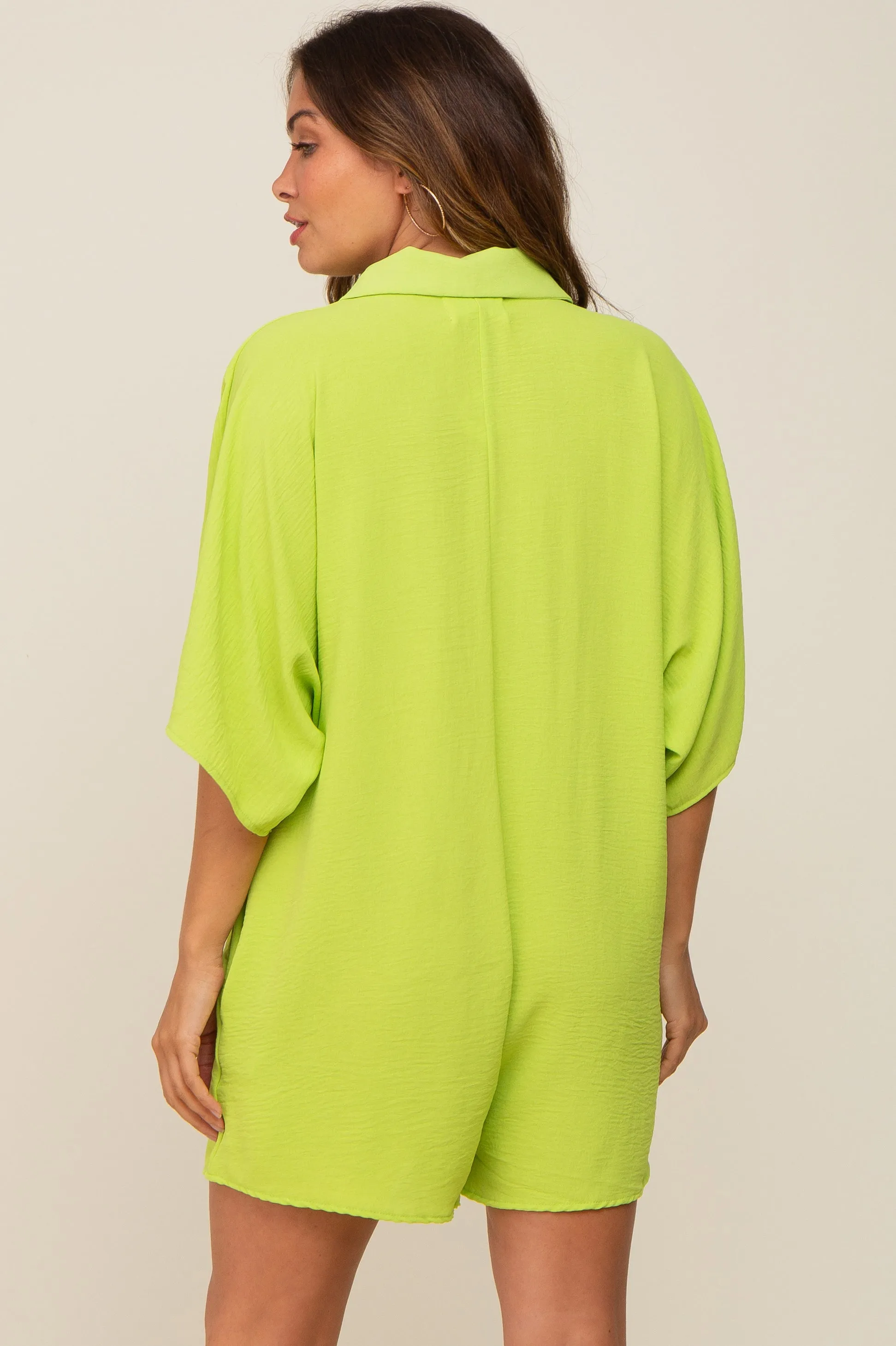 Lime Collared Front Button Maternity Romper sold by Pinkblush product image thumbnail 3