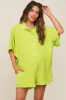 Lime Collared Front Button Maternity Romper sold by Pinkblush