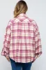 Magenta Flannel Plaid Button Up Maternity Plus Shacket sold by Pinkblush