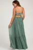 Light Olive Printed Tiered Maternity Maxi Dress sold by Pinkblush