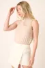 Beige Sleeveless Mock Neck Top sold by Pinkblush
