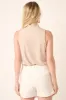 Beige Sleeveless Mock Neck Top sold by Pinkblush
