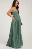 Light Olive Printed Tiered Maternity Maxi Dress sold by Pinkblush
