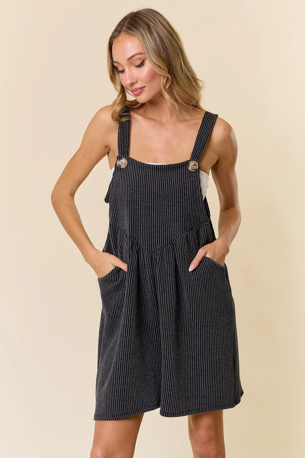 Charcoal Ribbed Romper sold by Pinkblush