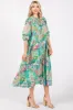 Emerald Paisley Print Tiered A-Line Midi Dress sold by Pinkblush