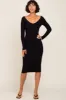 Black Knit Ribbed Midi Dress sold by Pinkblush