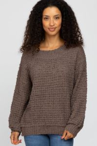 Mocha Chunky Knit Maternity Sweater sold by Pinkblush