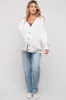 White Basic Ribbed Maternity Cardigan Sweater sold by Pinkblush