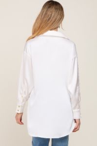 White Satin Button Up Maternity Blouse sold by Pinkblush