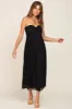 Black Pleated Cross Front Halter Midi Dress sold by Pinkblush