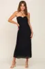 Black Pleated Cross Front Halter Midi Dress sold by Pinkblush