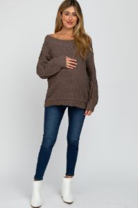 Mocha Chunky Knit Maternity Sweater sold by Pinkblush