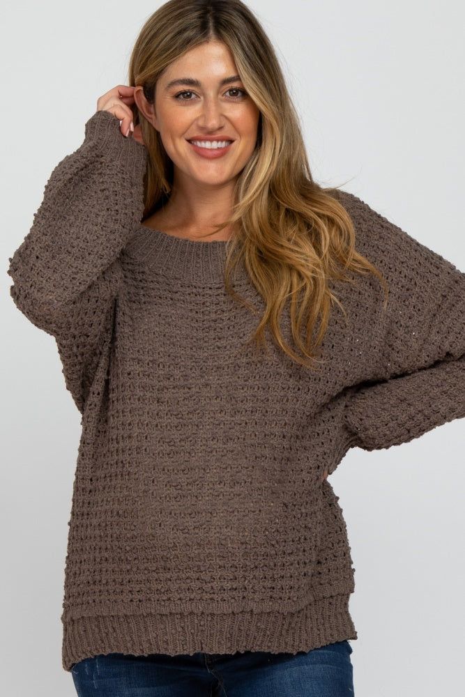 Mocha Chunky Knit Maternity Sweater sold by Pinkblush