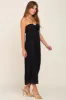 Black Pleated Cross Front Halter Midi Dress sold by Pinkblush