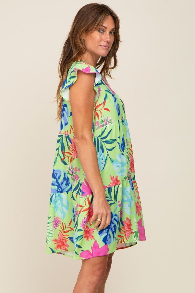 Mint Green Tropical Floral Print Dress sold by Pinkblush product image thumbnail 2