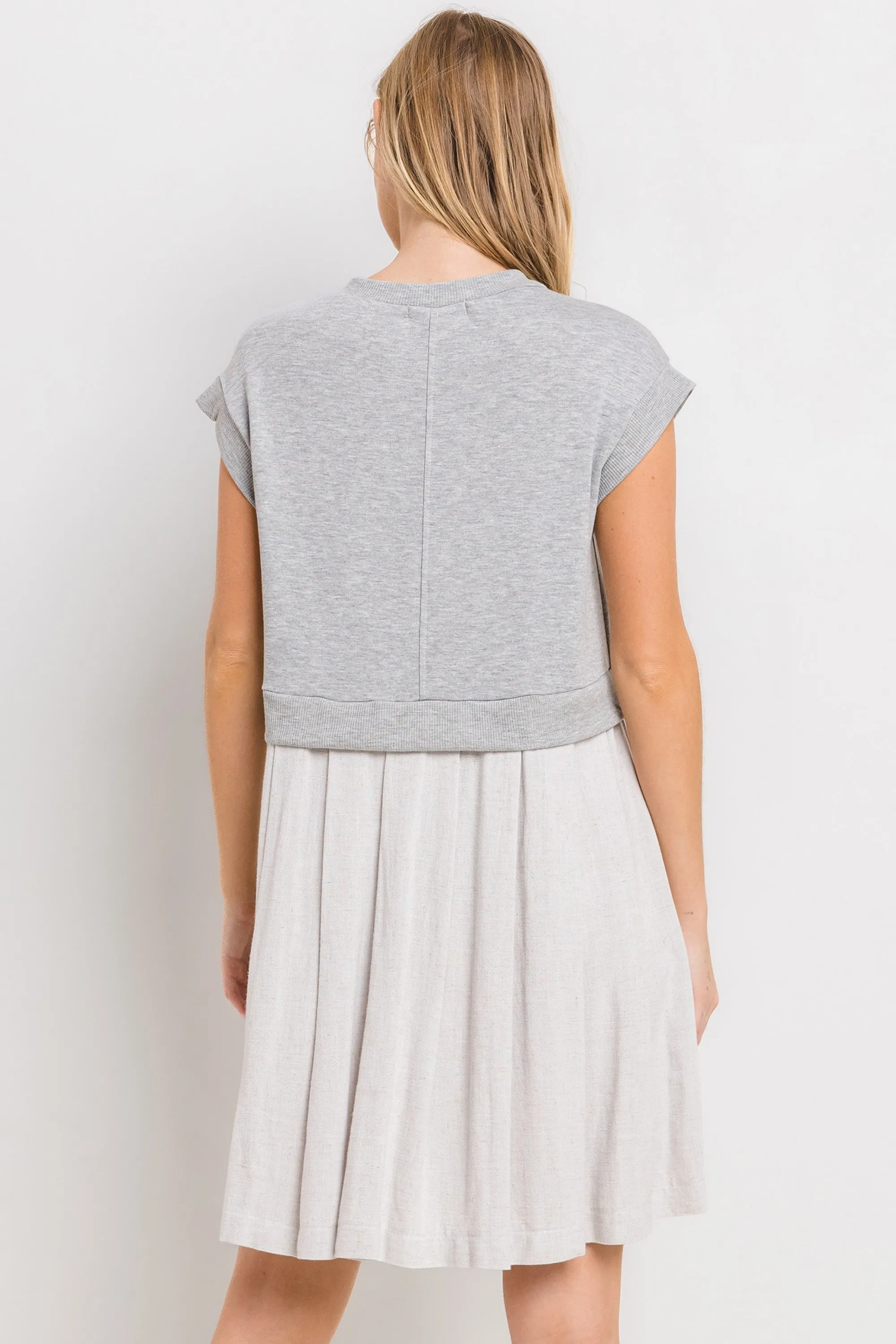 Grey Contrast Pleated Mini Dress sold by Pinkblush product image thumbnail 3