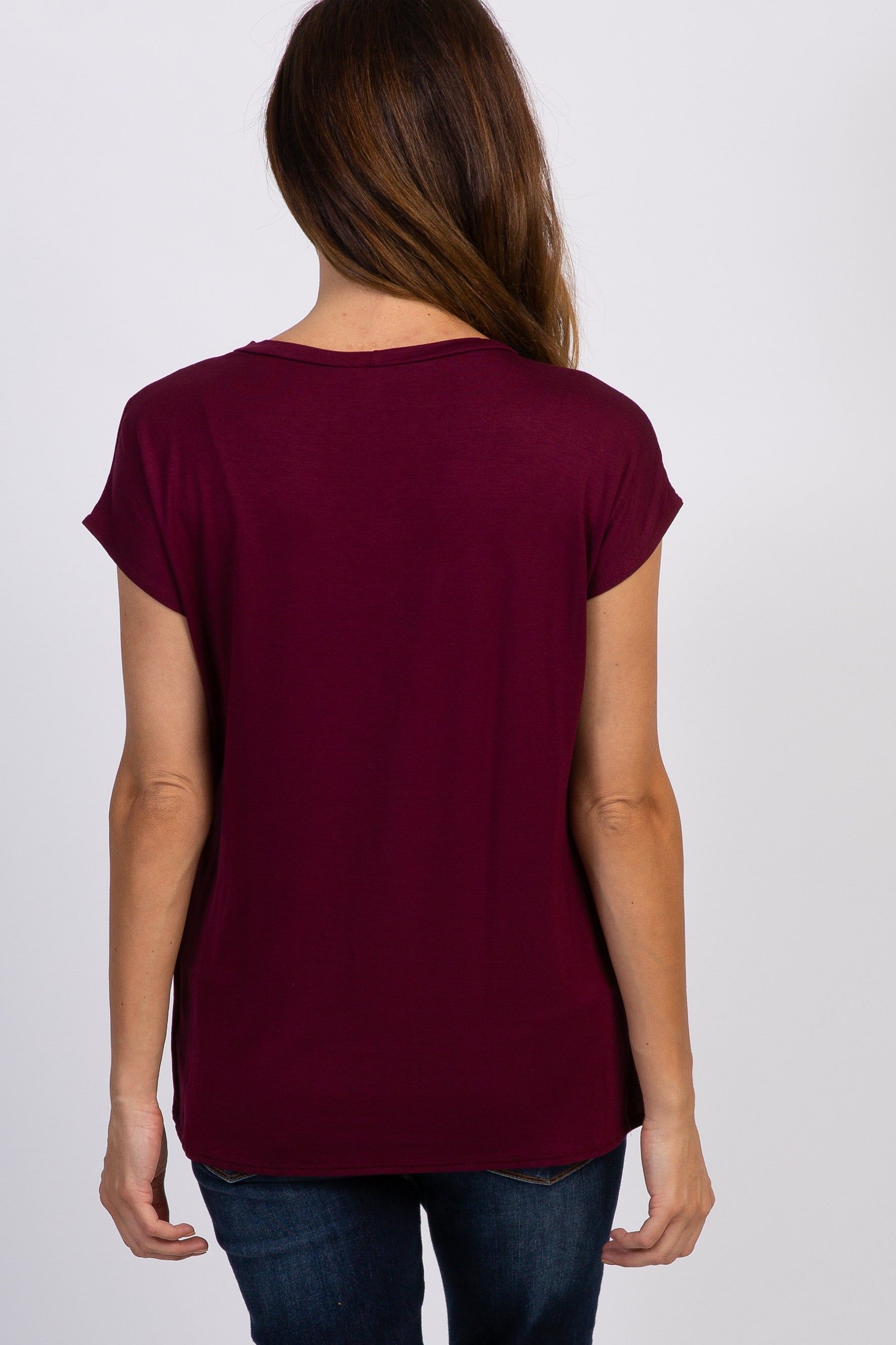 PinkBlush Burgundy Layered Wrap Front Nursing Top sold by Pinkblush product image thumbnail 3