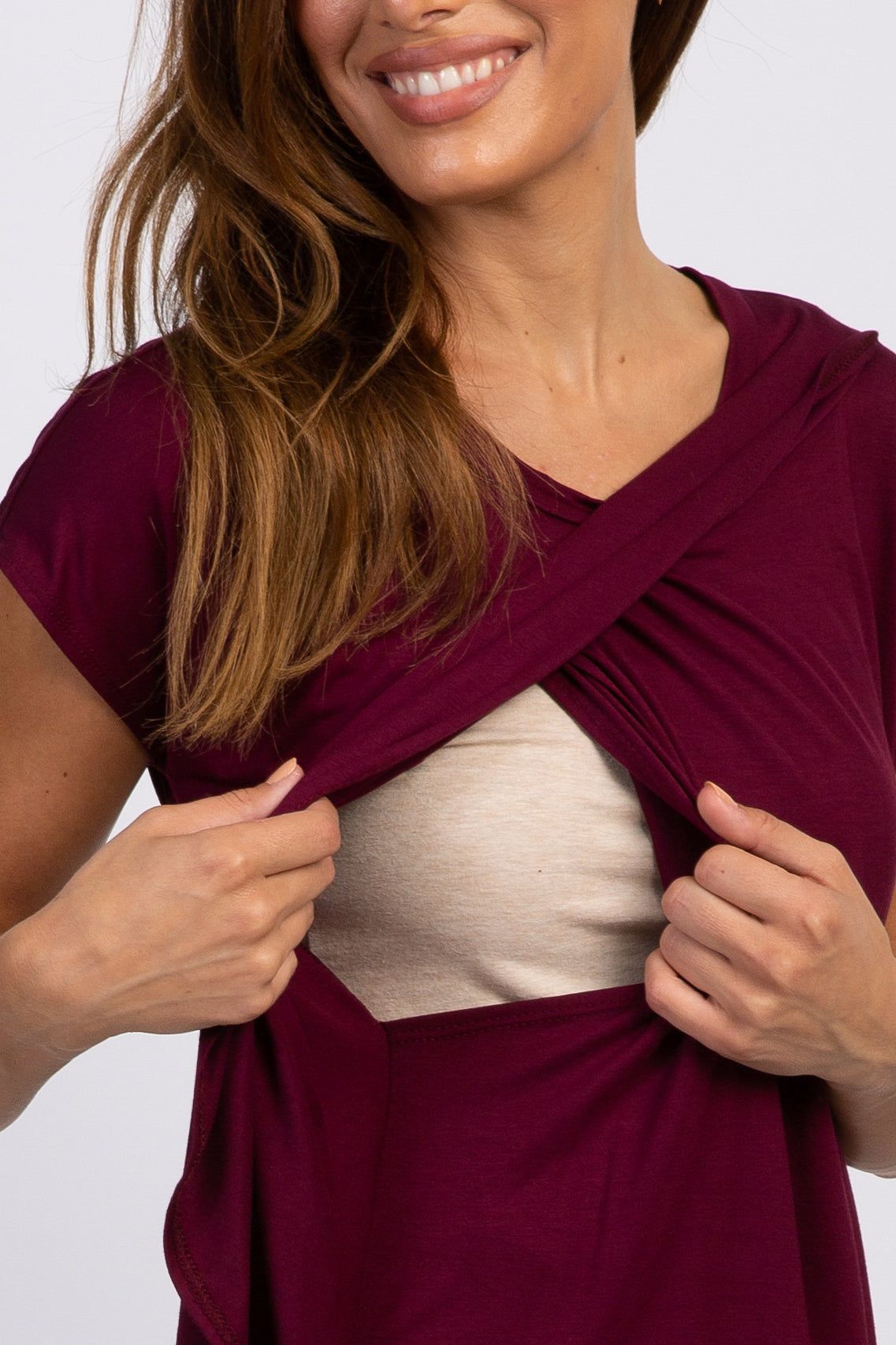 PinkBlush Burgundy Layered Wrap Front Nursing Top sold by Pinkblush product image thumbnail 5