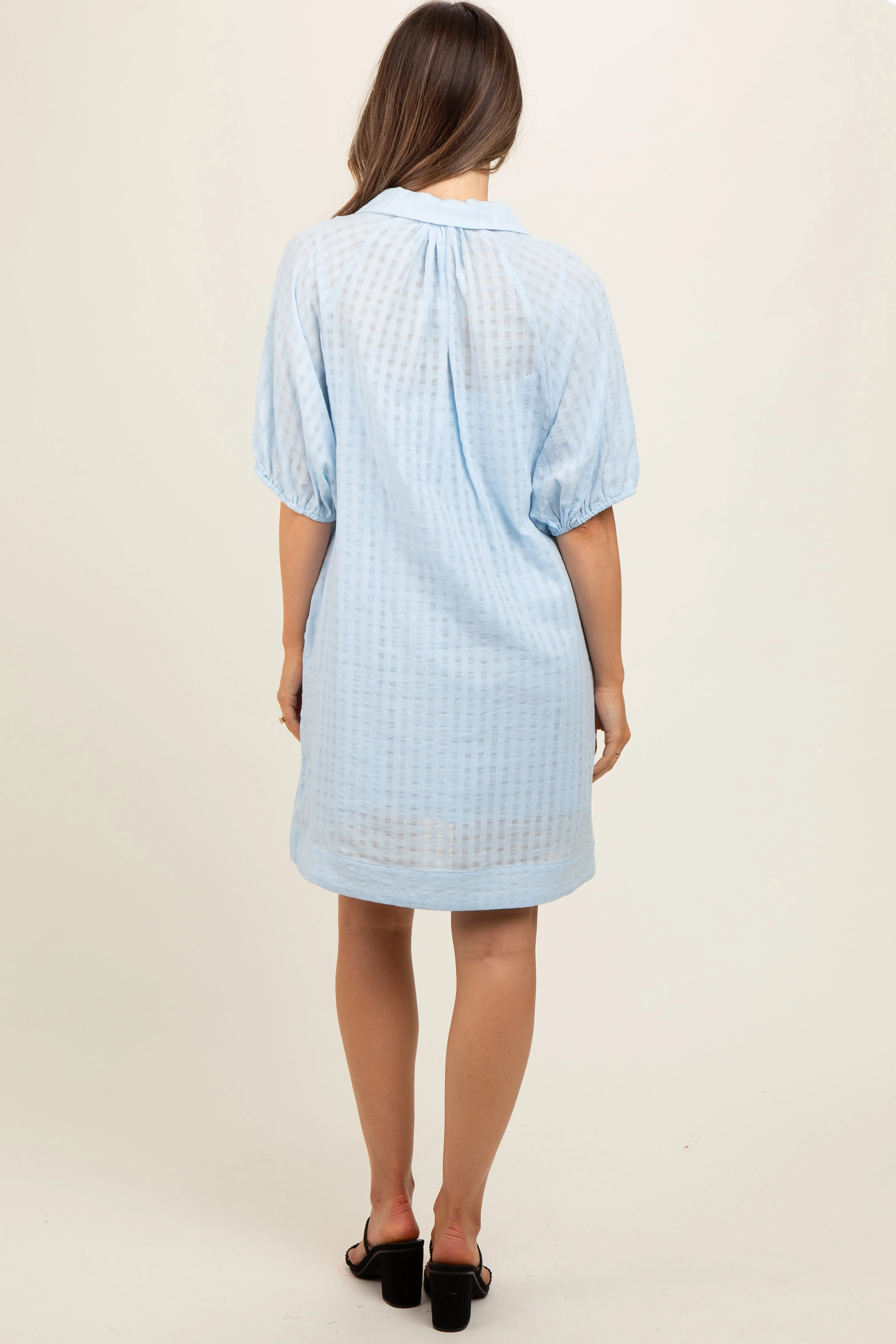 Light Blue Monochrome Striped Maternity Dress sold by Pinkblush product image thumbnail 3