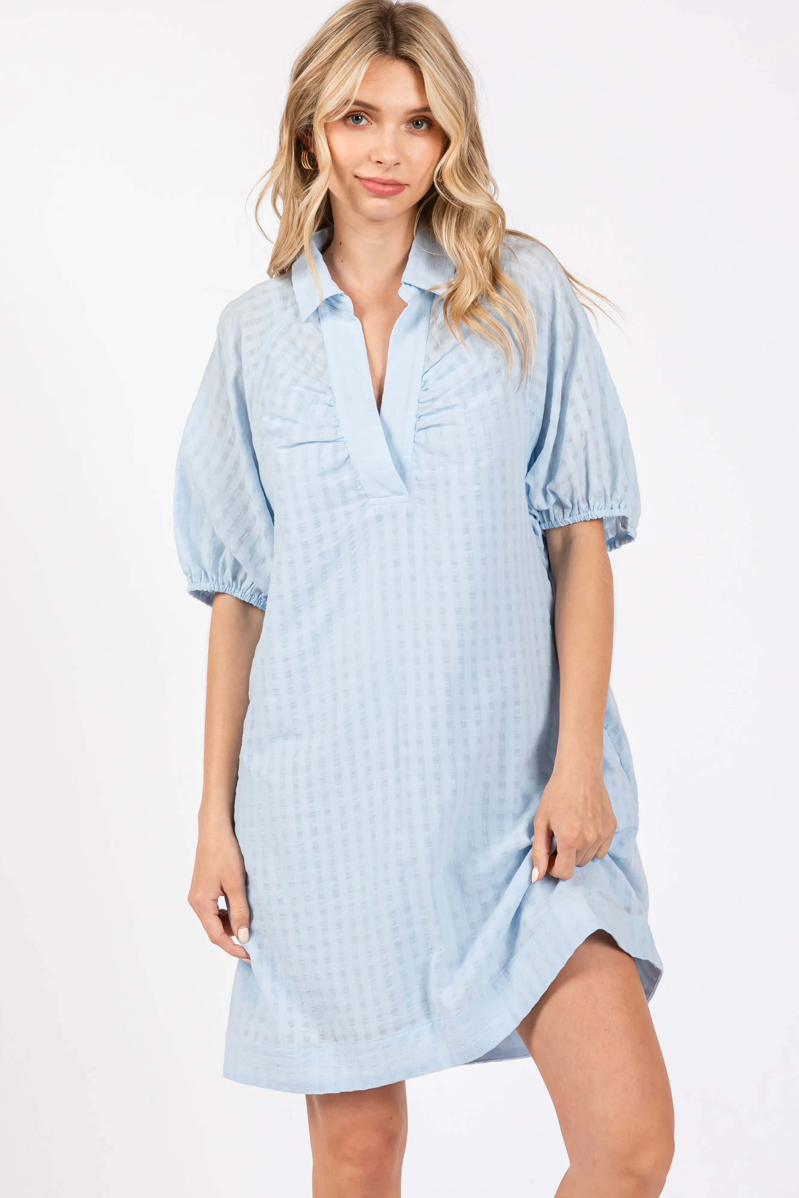 Light Blue Monochrome Striped Maternity Dress sold by Pinkblush product image thumbnail 4