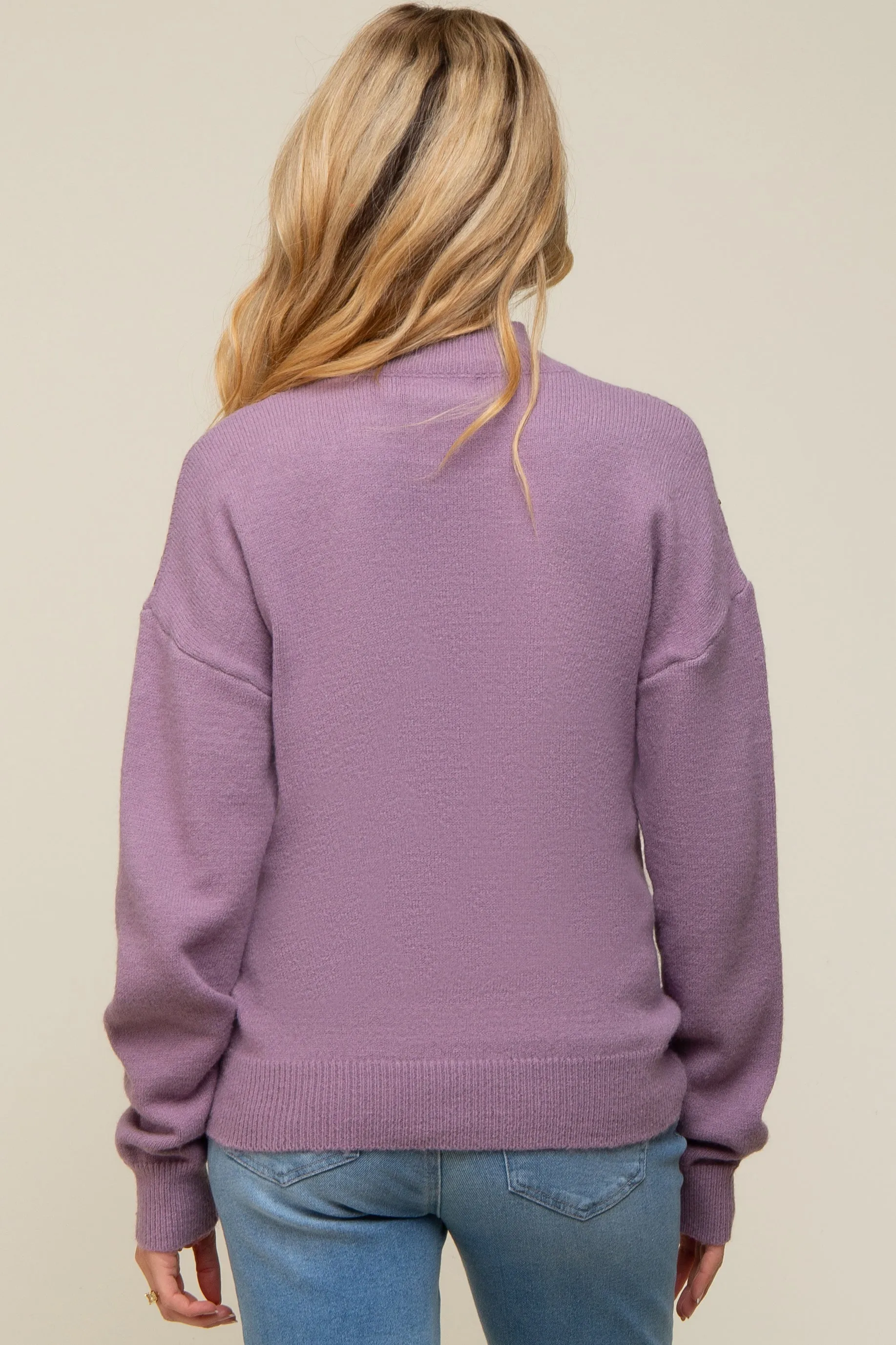 Purple Sequin Knit Mock Neck Maternity Sweater sold by Pinkblush product image thumbnail 3