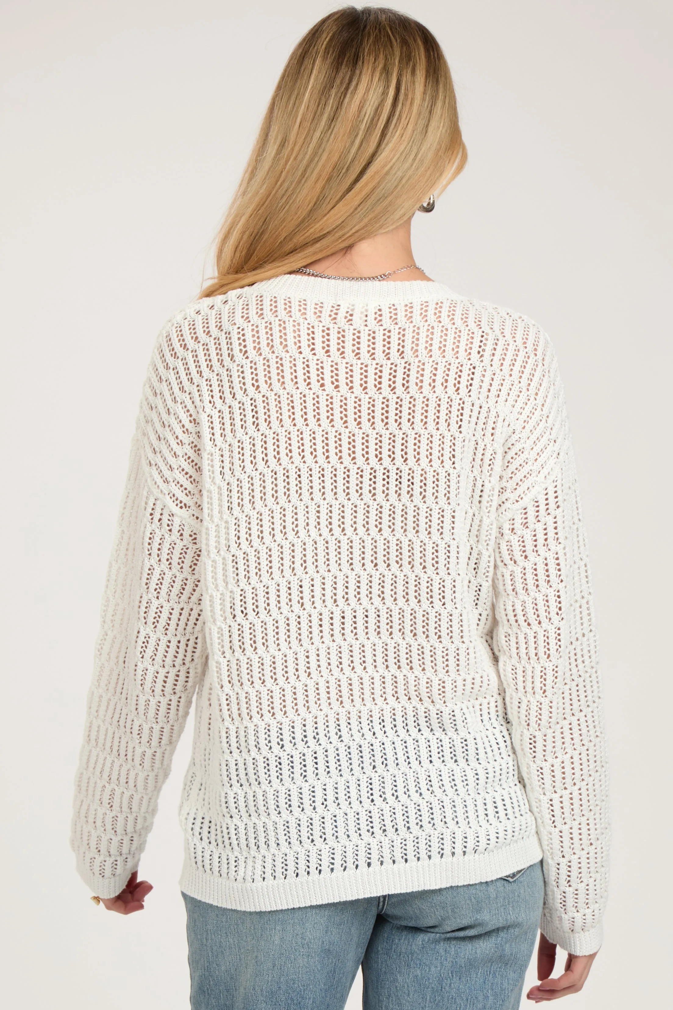 White Open Knit Maternity Sweater sold by Pinkblush product image thumbnail 4