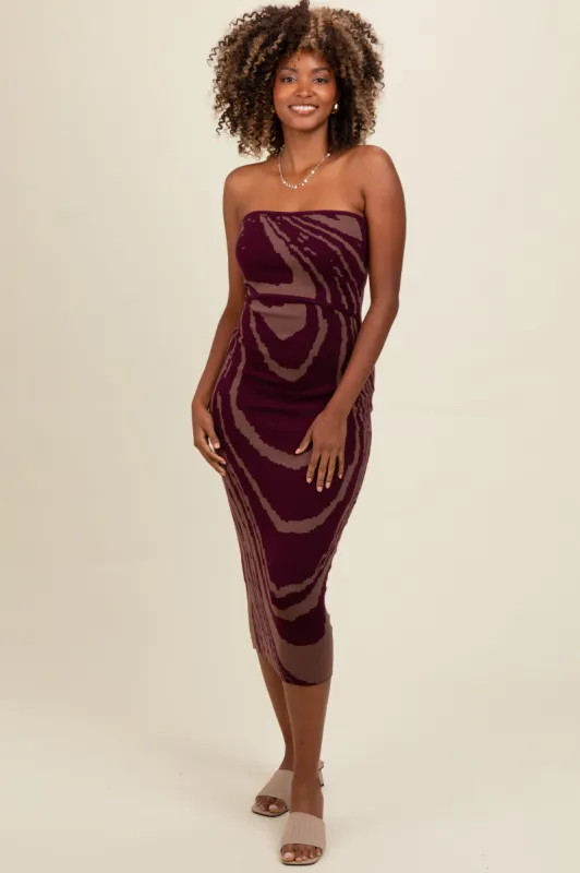Purple Printed Strapless Cutout Fitted Maxi Dress sold by Pinkblush